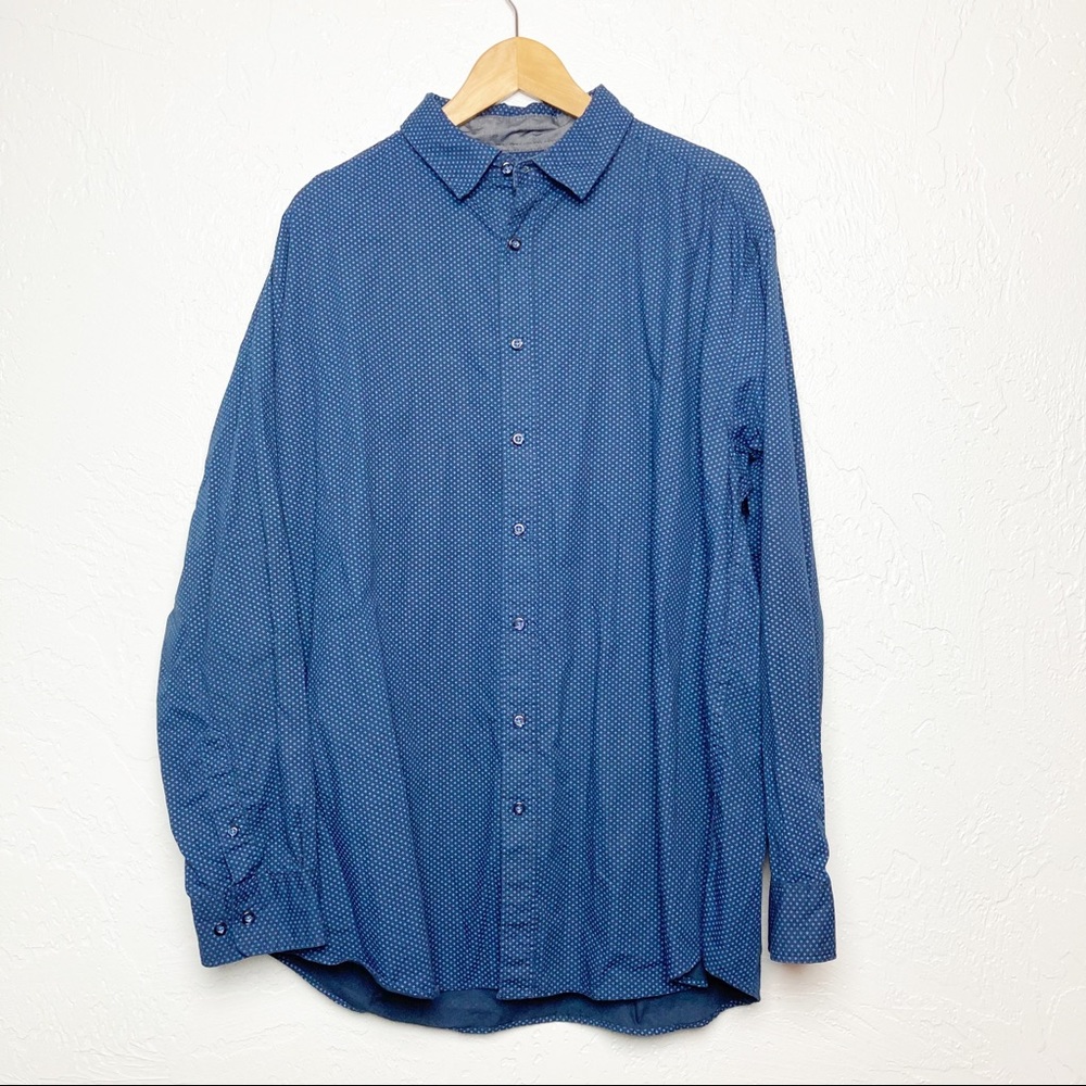 Mens Navy Button Down Collared Shirt 2XLB
